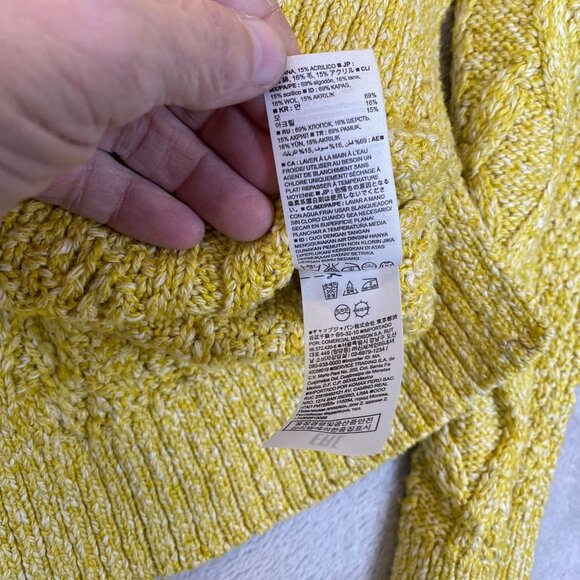 Banana Republic Woman's Cable Knit Sweater XS Yellow Long Sleeve Pullover Soft C - Picture 8 of 10